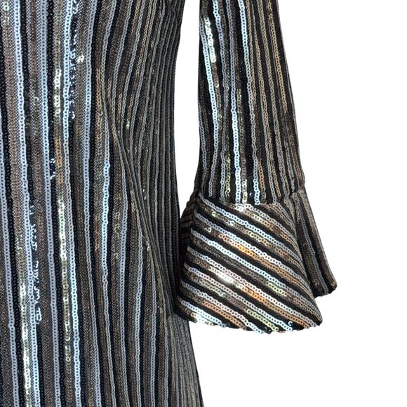 CECE All-Over Multicolor Black Gold Silver Sequin Mini Sheath Dress Women’s M - Picture 4 of 9